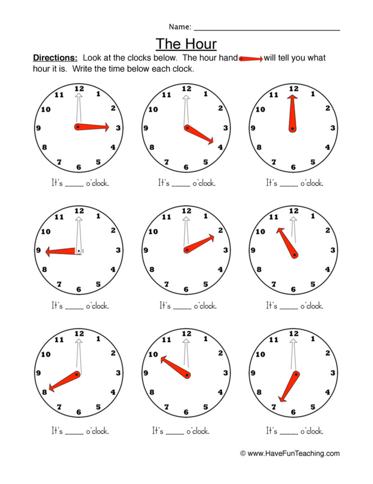 An educational teaching resource from Have Fun Teaching entitled Identifying Times Worksheet downloadable at Teach Simple.