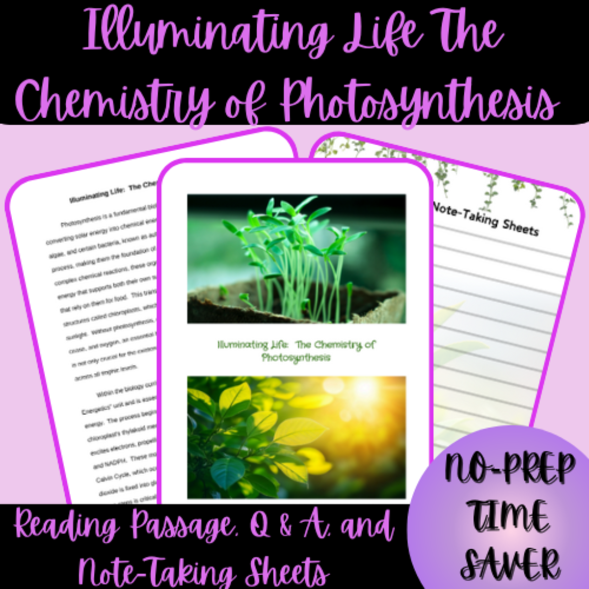 An educational teaching resource from Homeschool with Big Easy Homeschooling Mom entitled Illuminating Life: The Chemistry of Photosynthesis Reading Passage downloadable at Teach Simple.