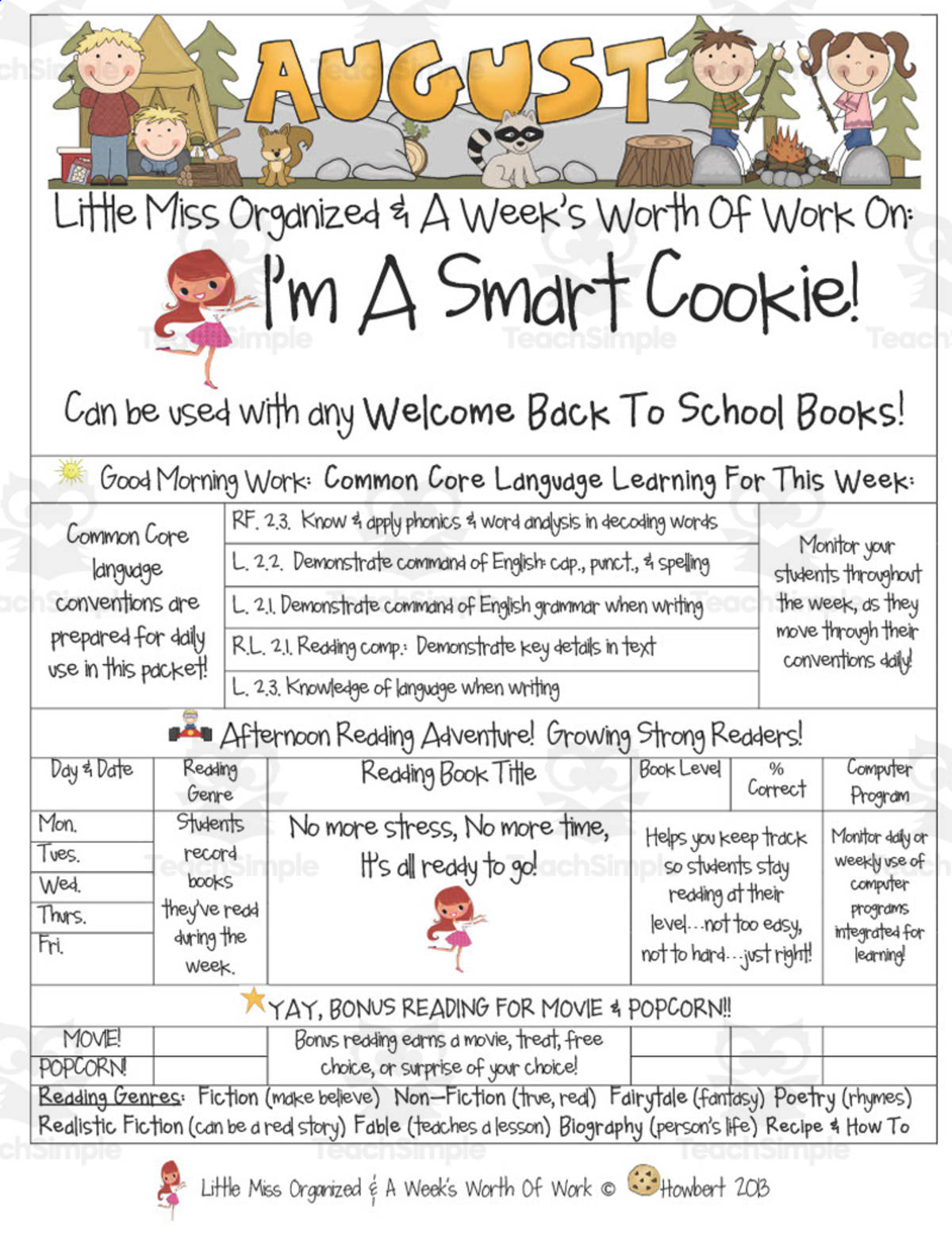 An educational teaching resource from Second Grade Smartypants entitled I’m A Smart Cookie! | Reading Activity Packet downloadable at Teach Simple.