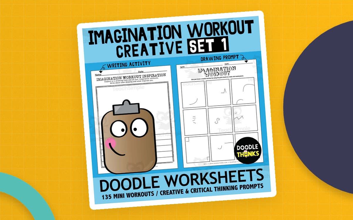 An educational teaching resource from Doodle Thinks entitled Imagination Workout Set 1 | Drawing Prompts & Doodle Activities downloadable at Teach Simple.