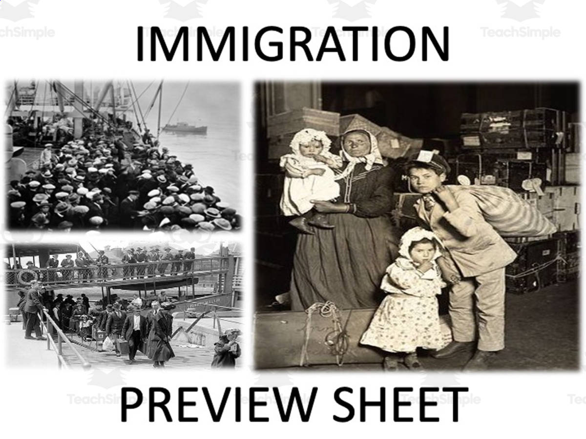 An educational teaching resource from Mr Gray History entitled Immigration & Immigrants : Mini Unit downloadable at Teach Simple.