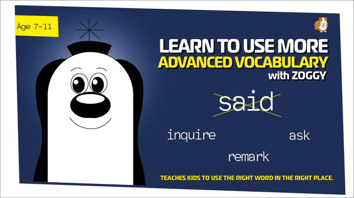 An educational teaching resource from Guinea Pig Education entitled Improve Vocabulary Worksheets: Replace the word said (Age 7-11) downloadable at Teach Simple.