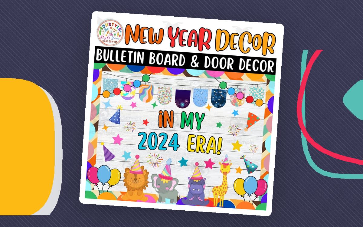 An educational teaching resource from Style Your Classroom entitled In My 2024 Era!: January & New Years Bulletin Board And Door Decor Kit downloadable at Teach Simple.