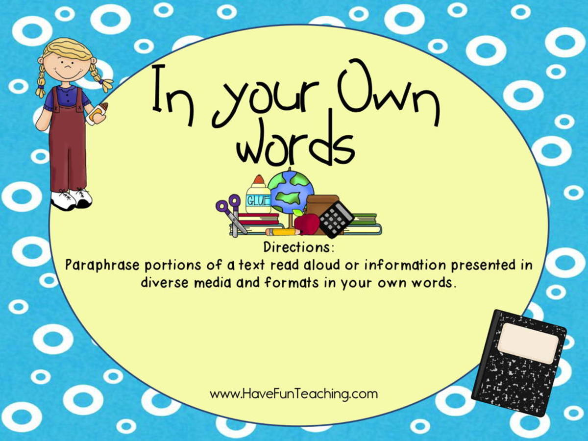 An educational teaching resource from Have Fun Teaching entitled In Your Own Words Paraphrase Activity downloadable at Teach Simple.