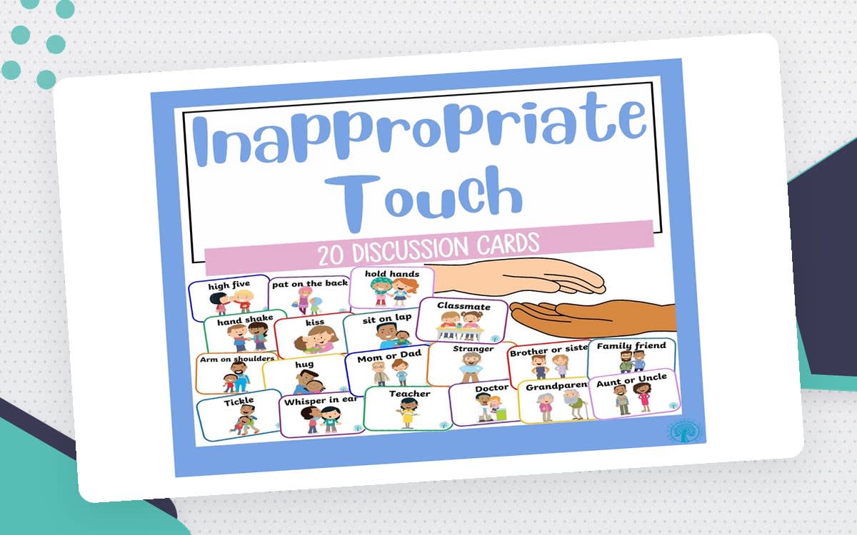 An educational teaching resource from SEN Resource Source entitled Safe & Unsafe Touch Cards – 20 Illustrated Visuals downloadable at Teach Simple.