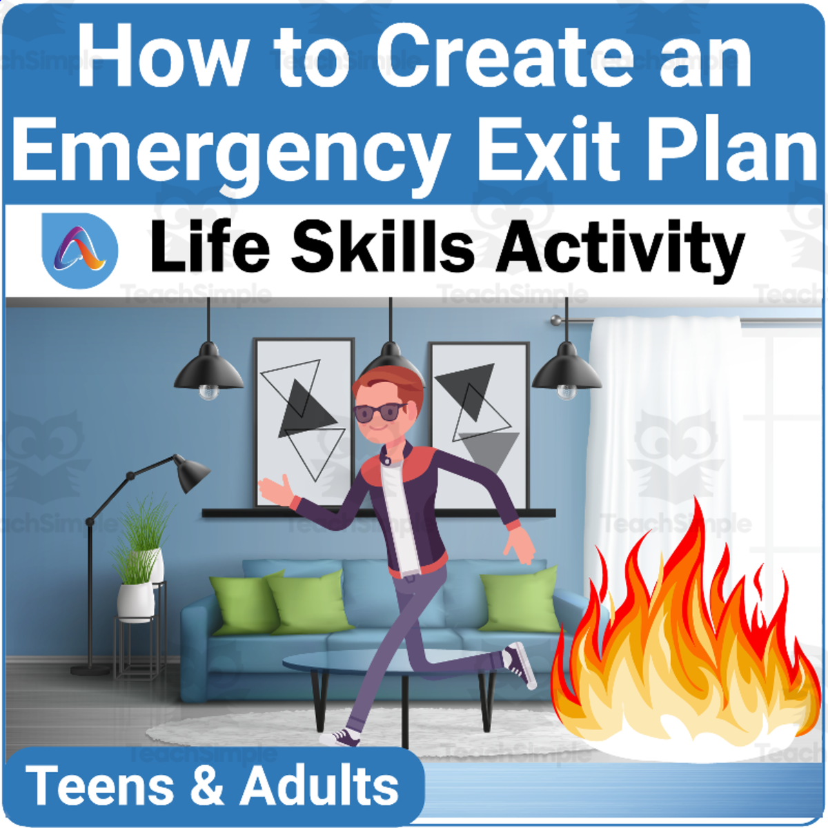 An educational teaching resource from Adulting Life Skills Resources entitled Independent Living Skills: How to Create an Emergency Exit Plan downloadable at Teach Simple.