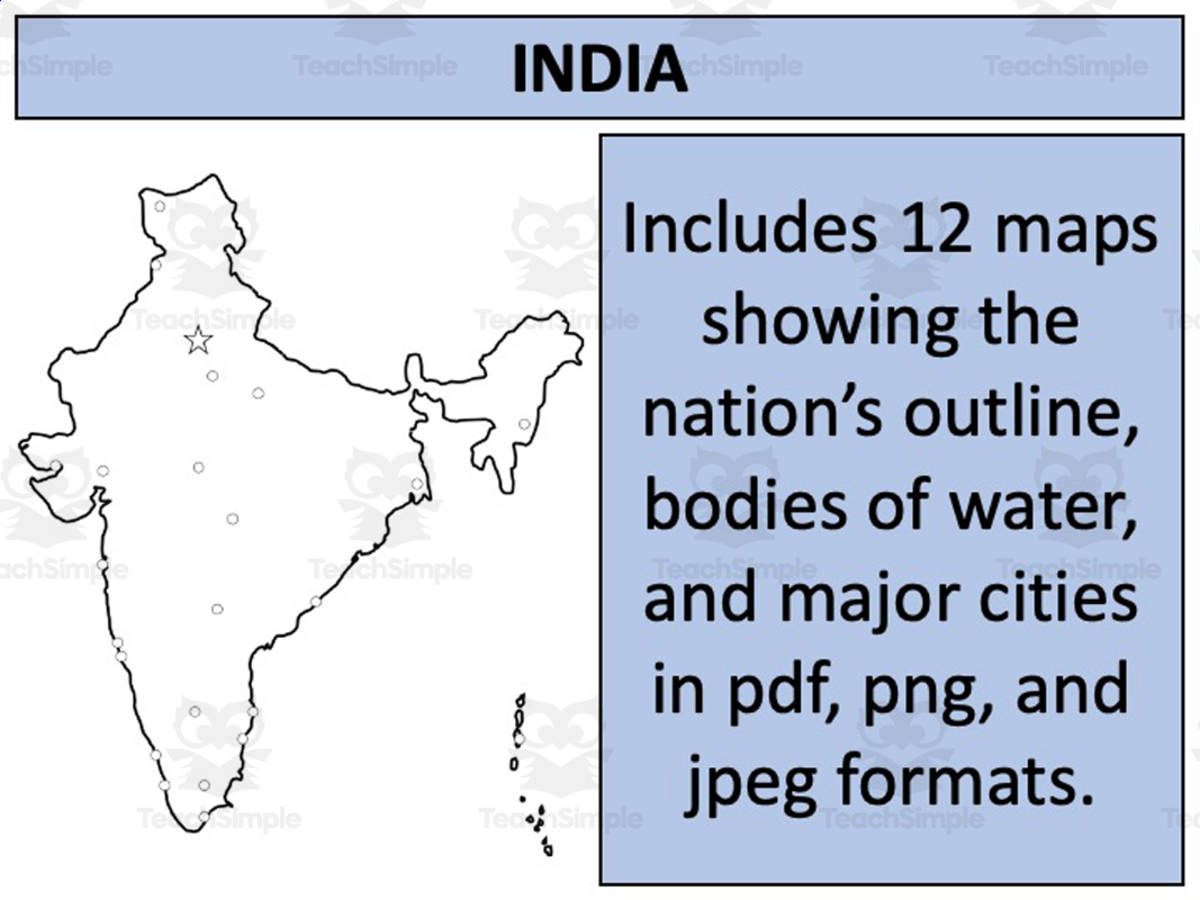 An educational teaching resource from Mr Gray History entitled India Map Resources downloadable at Teach Simple.