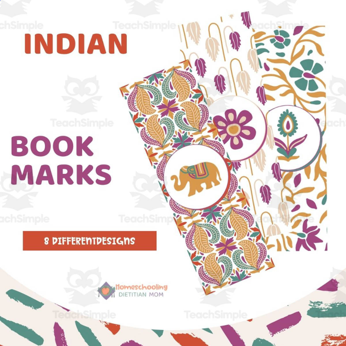 An educational teaching resource from Homeschooling Dietitian Mom entitled Indian Style Bookmarks downloadable at Teach Simple.