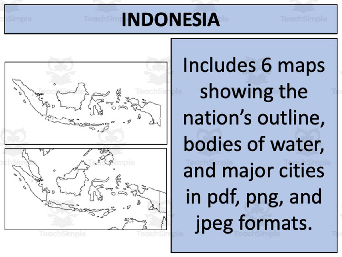An educational teaching resource from Mr Gray History entitled Indonesia Map Resources downloadable at Teach Simple.