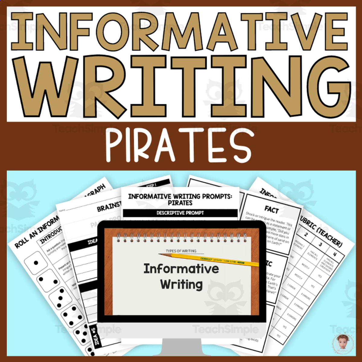 An educational teaching resource from Heather Huhman entitled Informative Writing: Step-by-Step Pirate Writing Prompts downloadable at Teach Simple.