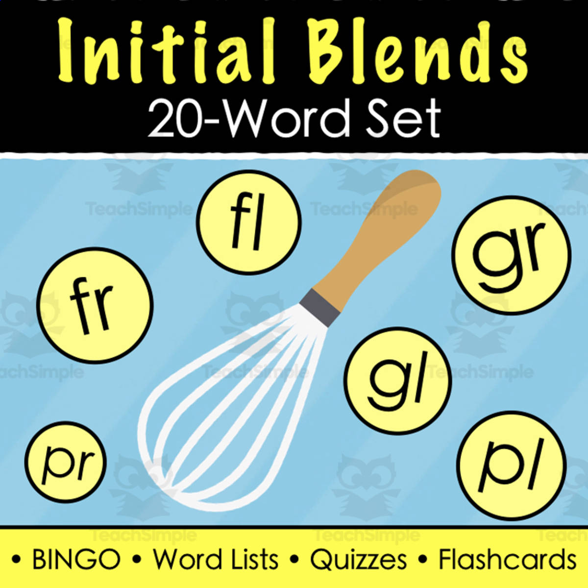 An educational teaching resource from Tom's Talk entitled Initial Beginning Consonant Blends fl, fr, gl, gr, pl, pr - Print + Digital downloadable at Teach Simple.