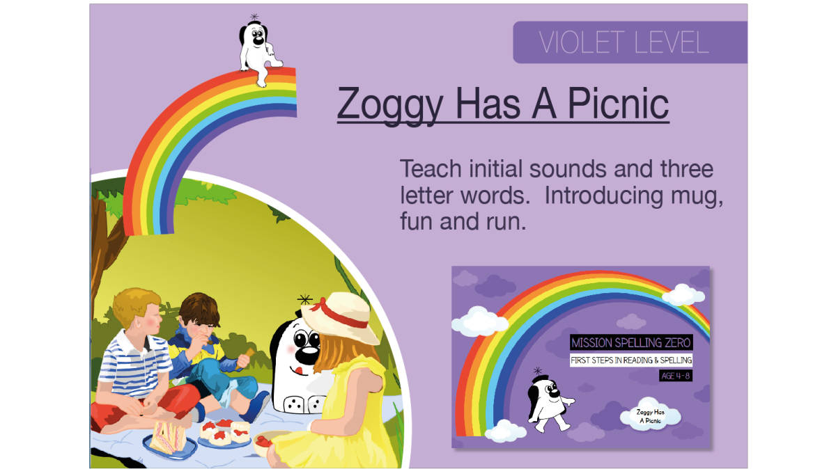 An educational teaching resource from Guinea Pig Education entitled Initial Sounds & Three Letter Words: Zoggy Has A Picnic downloadable at Teach Simple.