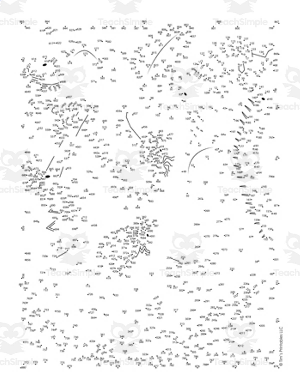 An educational teaching resource from Tim's Printables entitled Insect Extreme Difficulty Dot-to-Dot PDF - 881 Dots! downloadable at Teach Simple.