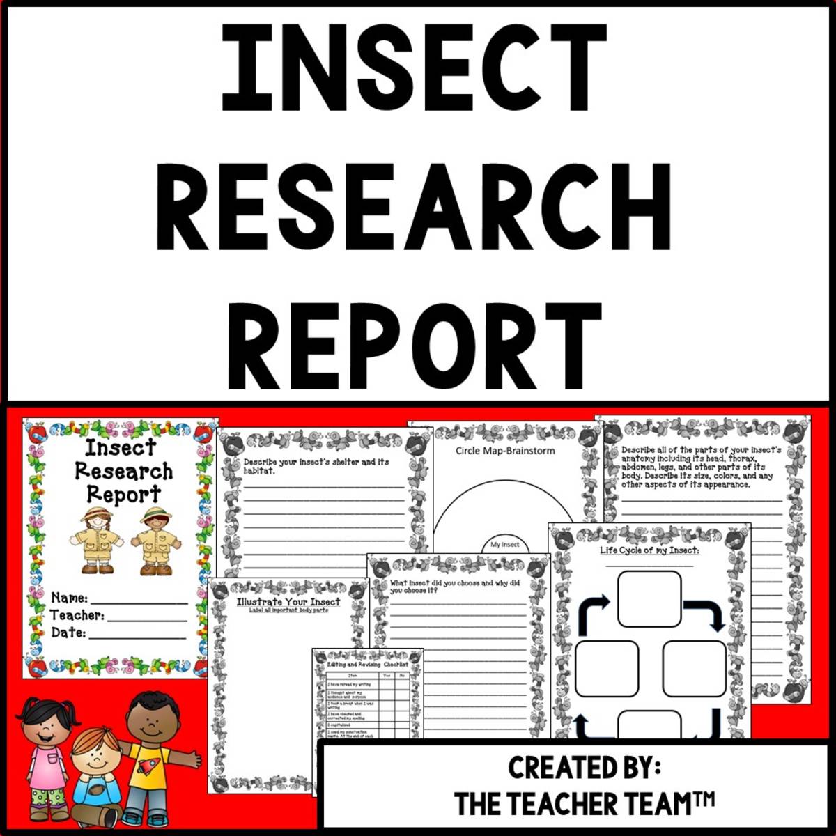 An educational teaching resource from The Teacher Team entitled Insect Research Report downloadable at Teach Simple.