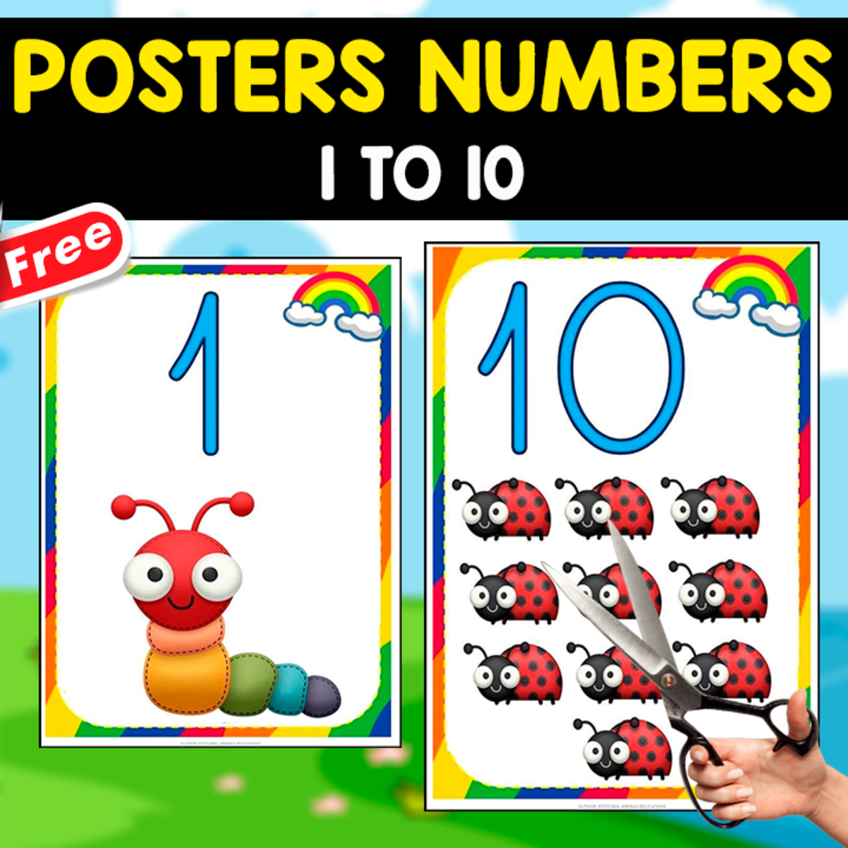An educational teaching resource from EDITORIAL LAURA EDUCA entitled INSECTS POSTERS NUMBERS | 1 TO 10 downloadable at Teach Simple.
