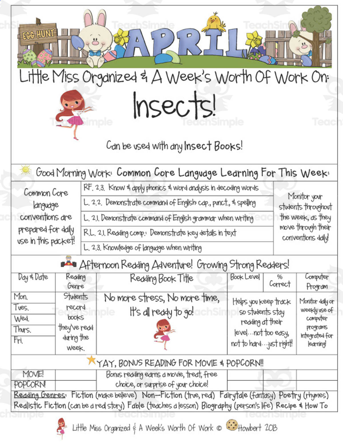 An educational teaching resource from Second Grade Smartypants entitled Insects | Reading Activity Packet downloadable at Teach Simple.