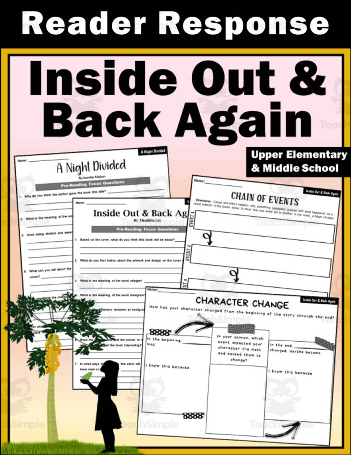 An educational teaching resource from Creatively Gifted entitled "Inside Out & Back Again" Reader Response downloadable at Teach Simple.