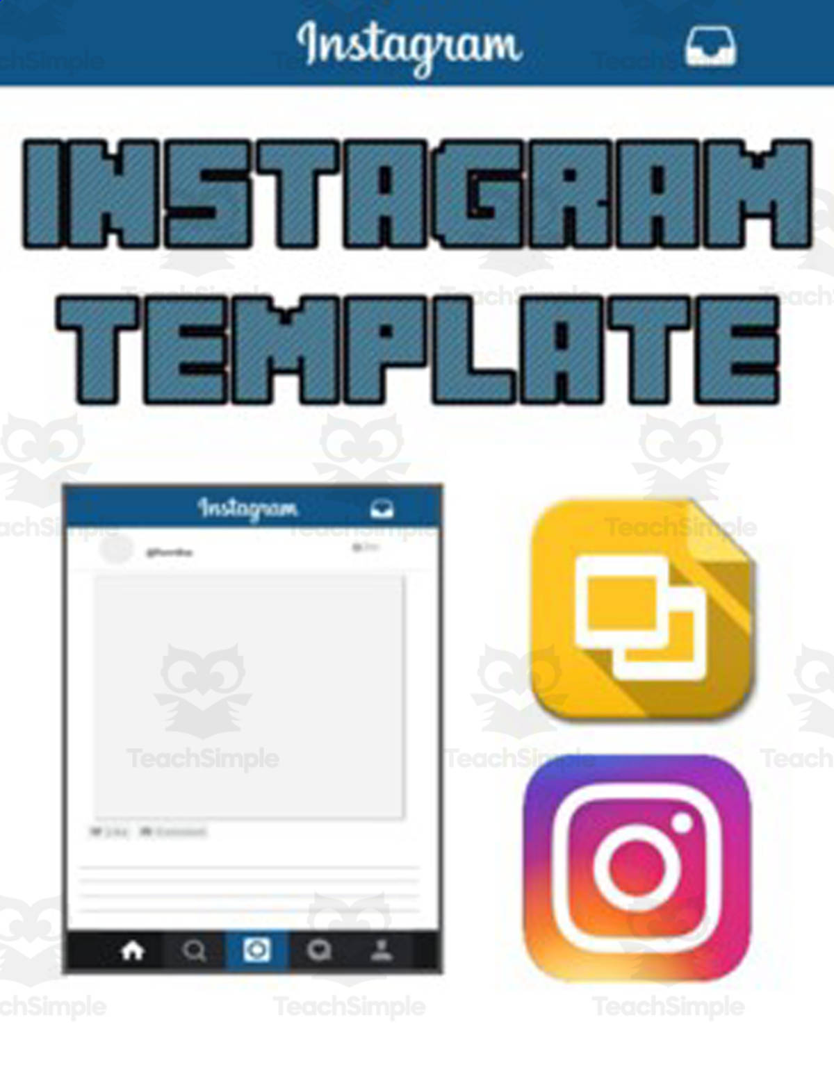 An educational teaching resource from Roombop entitled Instagram Template (Editable on Google Slides) downloadable at Teach Simple.