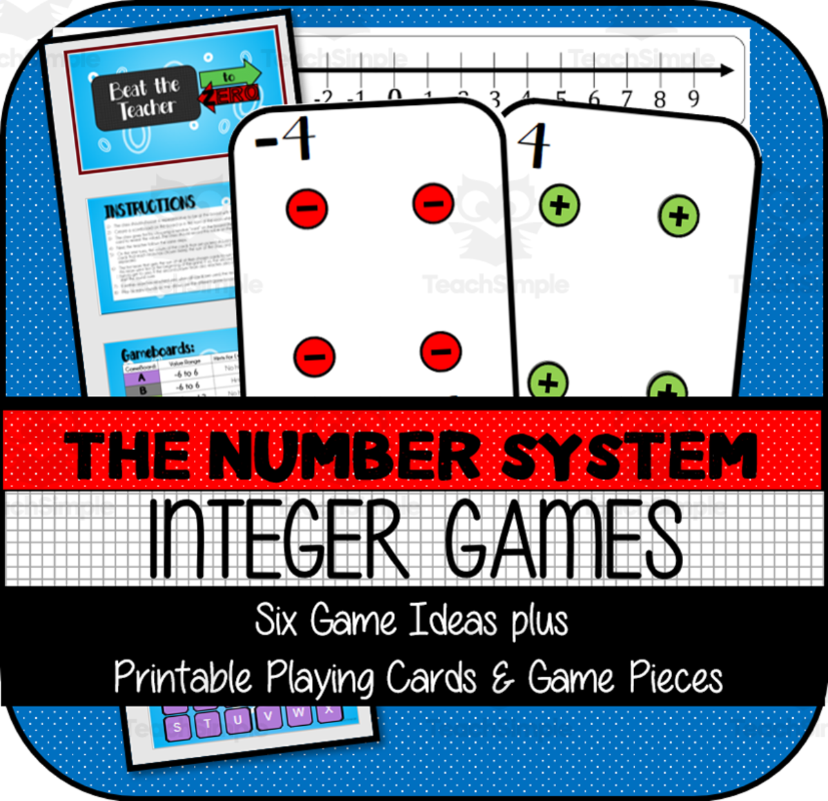 An educational teaching resource from The Math Cafe entitled Integer Card Games downloadable at Teach Simple.