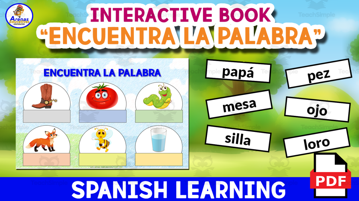 An educational teaching resource from EDITORIAL LAURA EDUCA entitled INTERACTIVE BOOK "Encuentra La Palabra" - SPANISH LEARNING downloadable at Teach Simple.