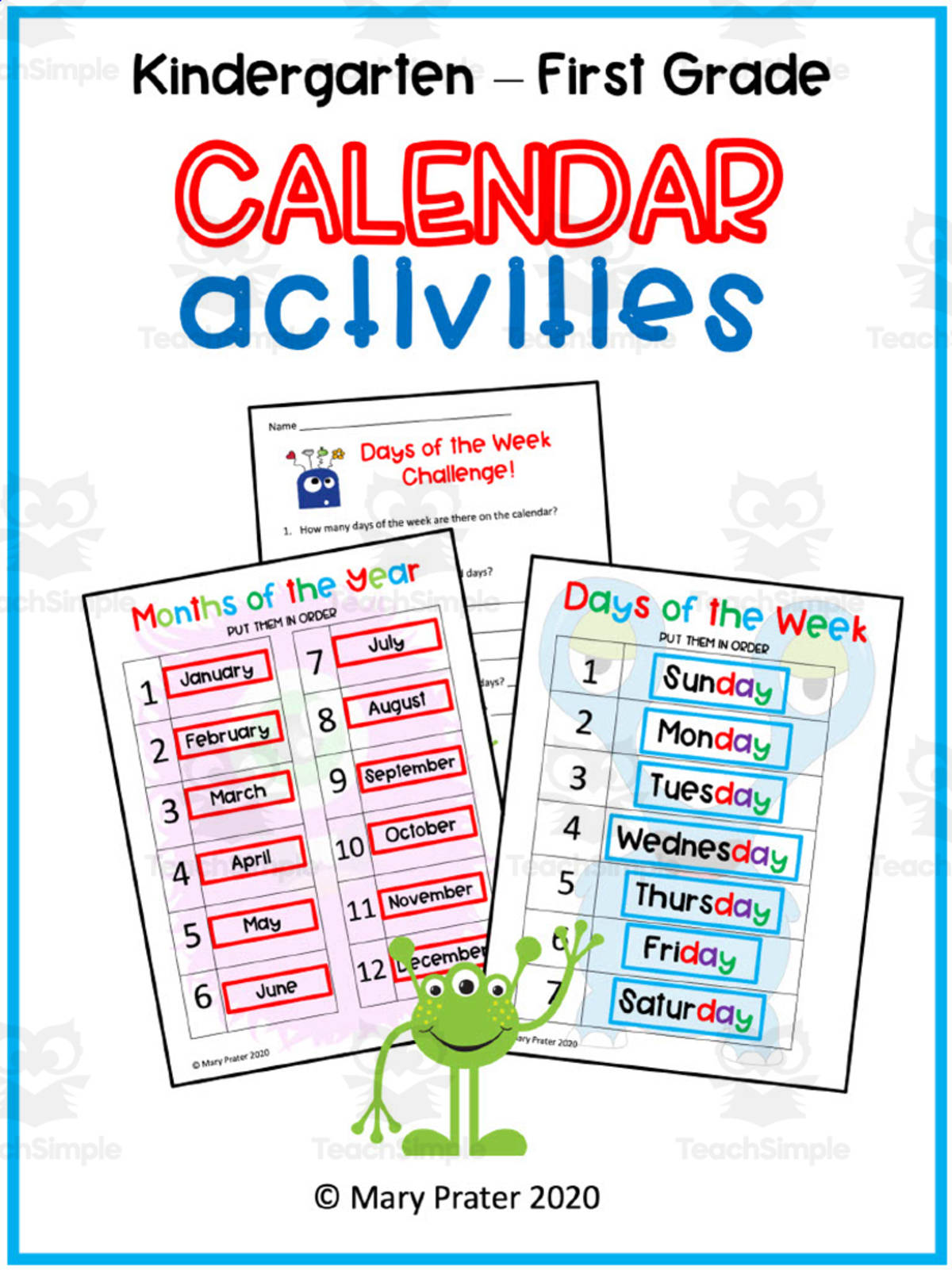 An educational teaching resource from The Kinder Lady entitled Interactive Calendar Skills Practice downloadable at Teach Simple.