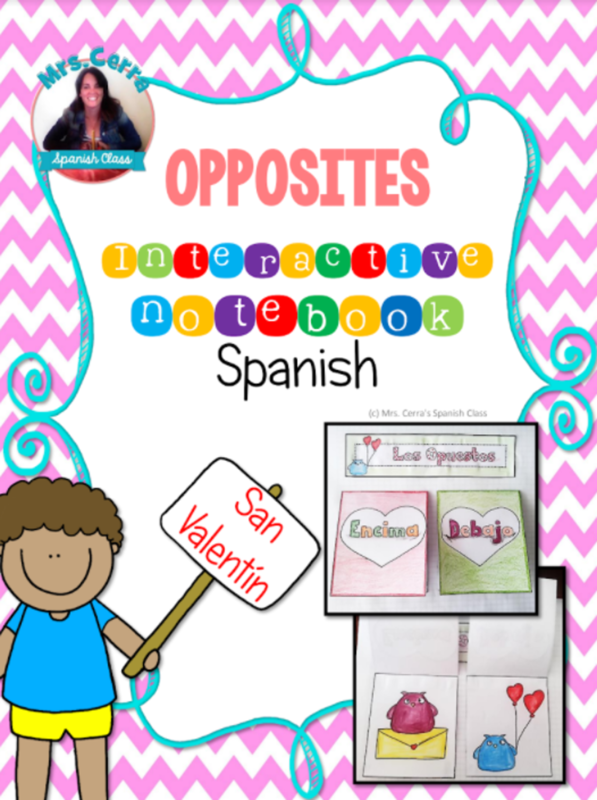 An educational teaching resource from Teacher's Clipart entitled INTERACTIVE NOTEBOOK - Los opuestos en San Valentín downloadable at Teach Simple.