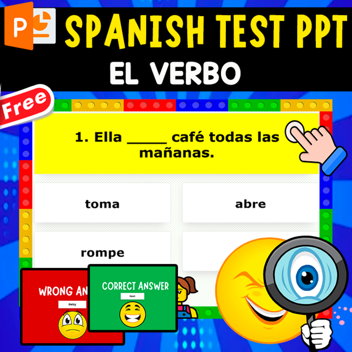 An educational teaching resource from EDITORIAL LAURA EDUCA entitled INTERACTIVE TEST IN SPANISH | EL VERBO downloadable at Teach Simple.