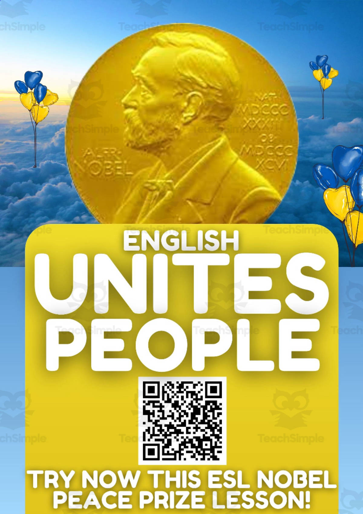 An educational teaching resource from Learning with Alan entitled Intermediate/ Advanced ESL-EFL-TESOL Nobel Peace Prize Lesson Plan downloadable at Teach Simple.