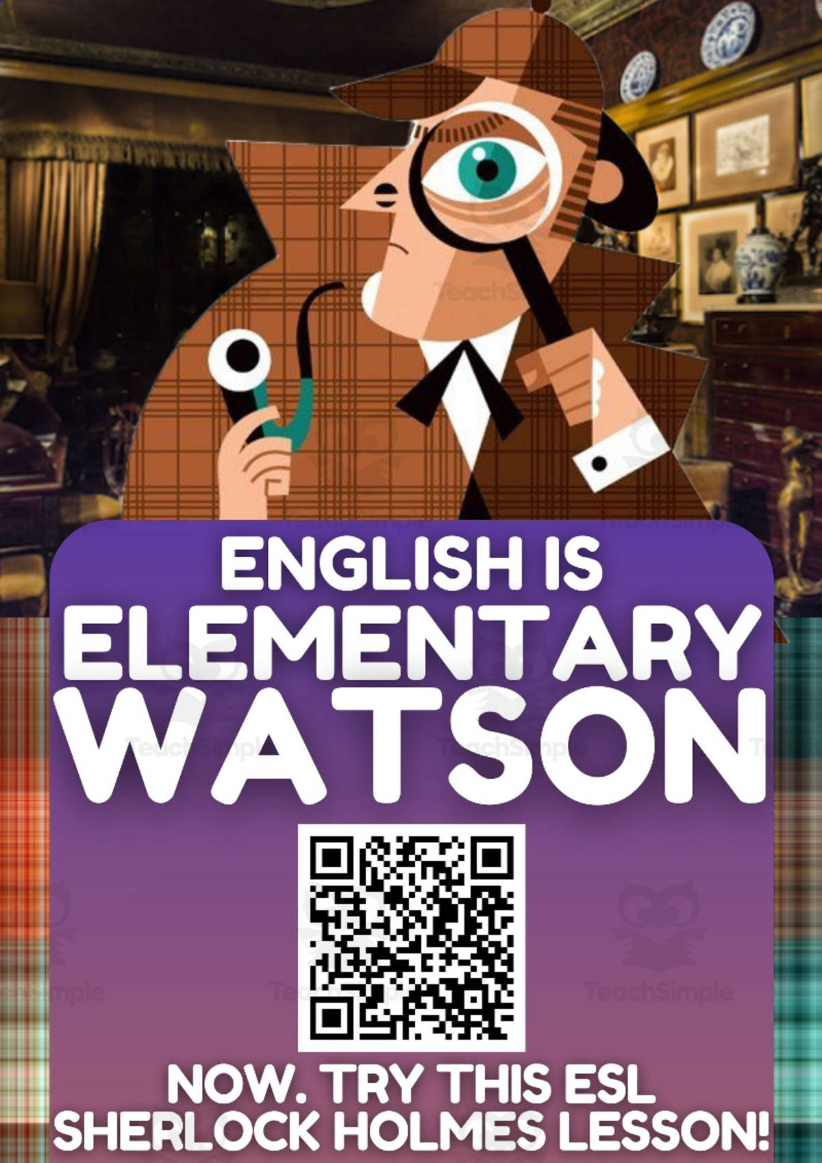An educational teaching resource from Learning with Alan entitled Intermediate/Advanced ESL-EFL-TESOL Lesson Plan on Sherlock Holmes downloadable at Teach Simple.