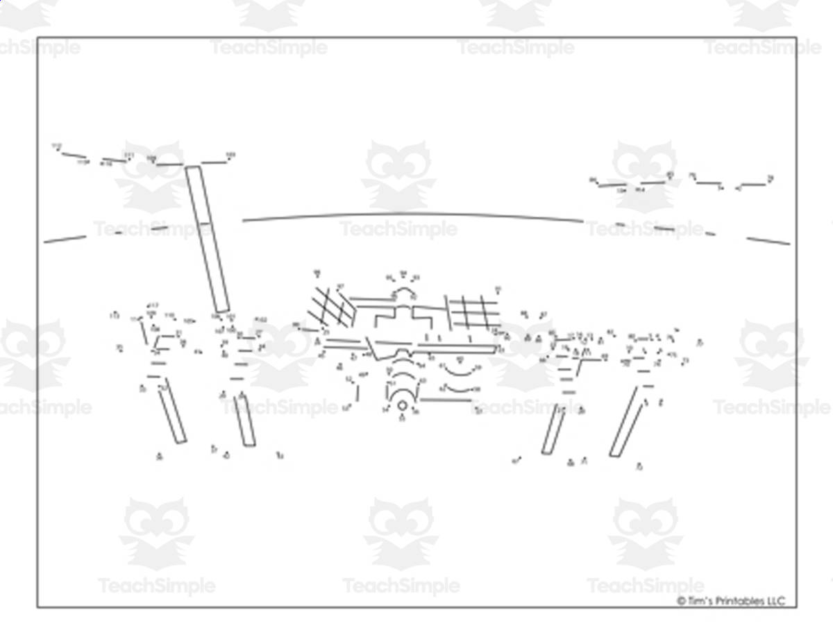 An educational teaching resource from Tim's Printables entitled International Space Station Connect the Dots PDF - 117 Dots! downloadable at Teach Simple.