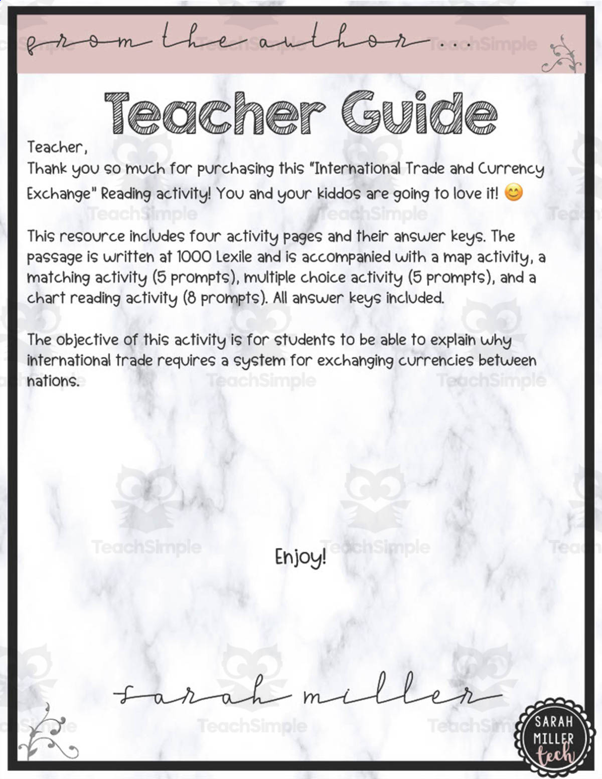 An educational teaching resource from Sarah Miller Tech entitled International Trade + Currency Exchange in Europe Reading Packet downloadable at Teach Simple.