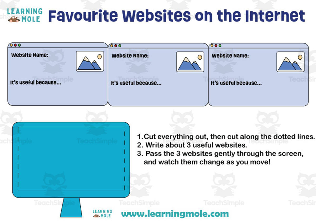 An educational teaching resource from Educational Voice entitled Internet Websites Activity downloadable at Teach Simple.