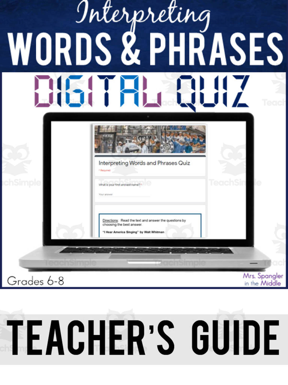 An educational teaching resource from Mrs. Spangler in the Middle entitled Interpreting Words + Phrases Digital Quiz downloadable at Teach Simple.