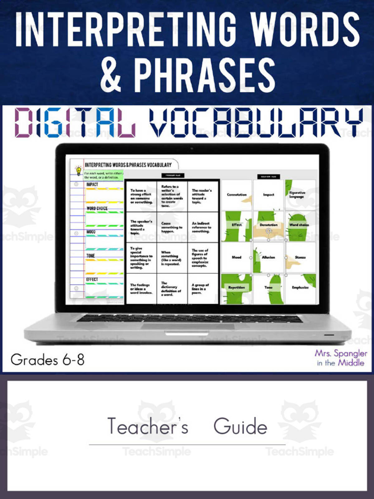 An educational teaching resource from Mrs. Spangler in the Middle entitled Interpreting Words + Phrases Digital Vocabulary downloadable at Teach Simple.