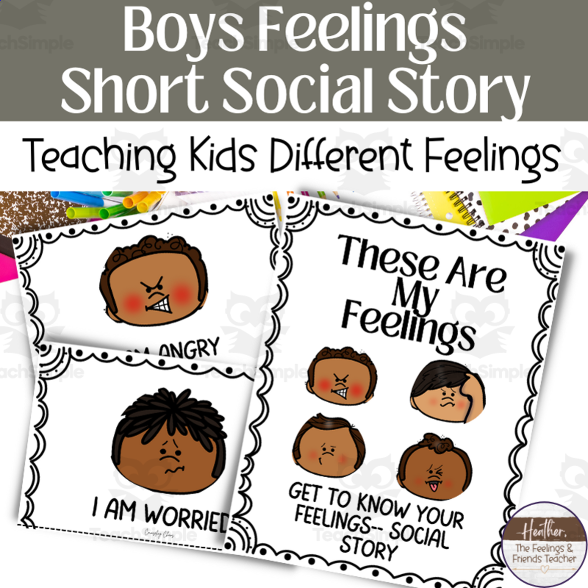An educational teaching resource from The Feelings and Friends Teacher entitled Introducing Emotions – Social Story for Kids downloadable at Teach Simple.