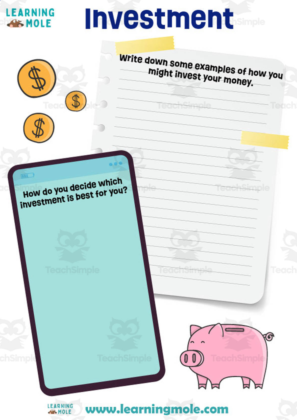 An educational teaching resource from Educational Voice entitled Investment Activity downloadable at Teach Simple.