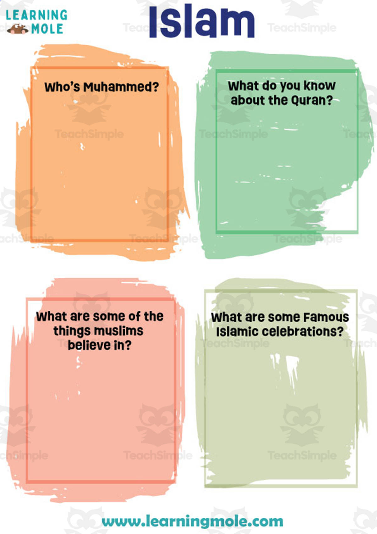 An educational teaching resource from Educational Voice entitled Islam Activity downloadable at Teach Simple.
