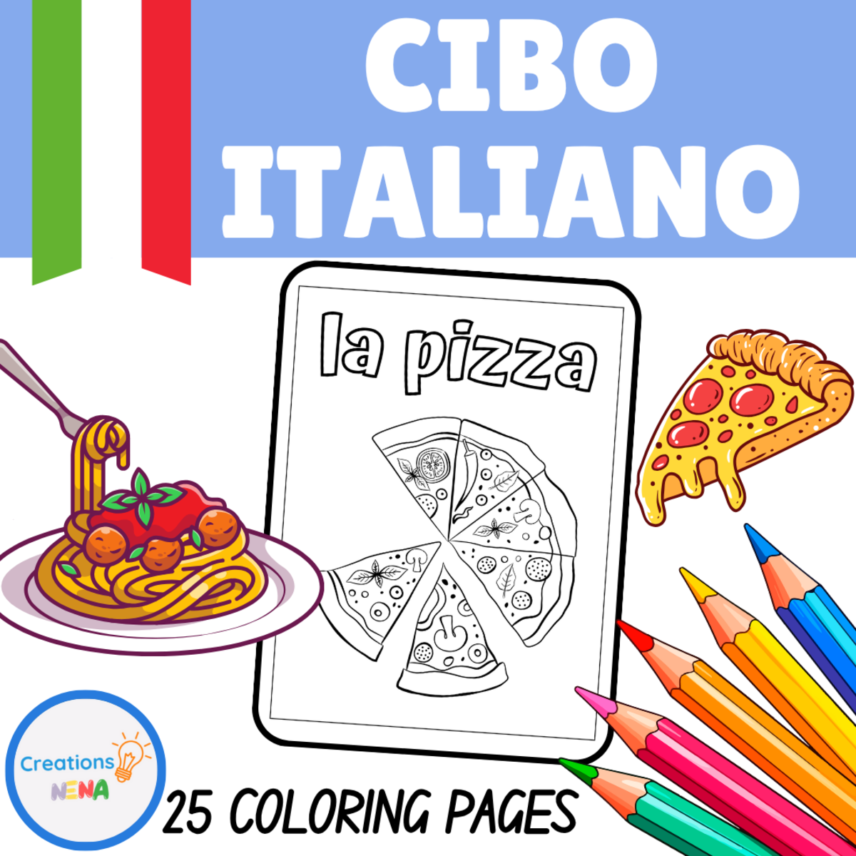 An educational teaching resource from Nena Creations entitled Italian Food Coloring Pages downloadable at Teach Simple.