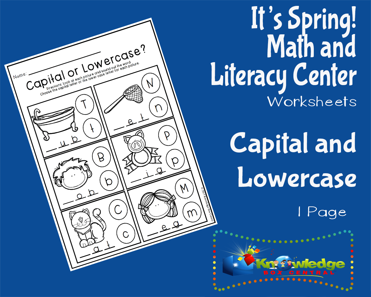 An educational teaching resource from Knowledge Box Central entitled It's Spring! Kindergarten Math & Literacy Center: Capital and Lowercase downloadable at Teach Simple.