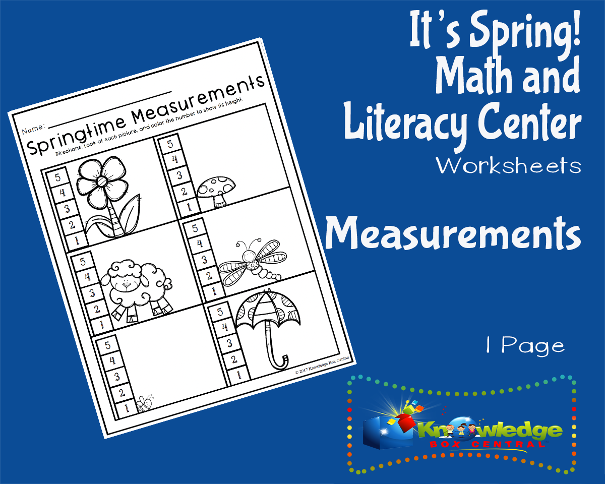 An educational teaching resource from Knowledge Box Central entitled It's Spring! Kindergarten Math & Literacy Center: Measurements downloadable at Teach Simple.