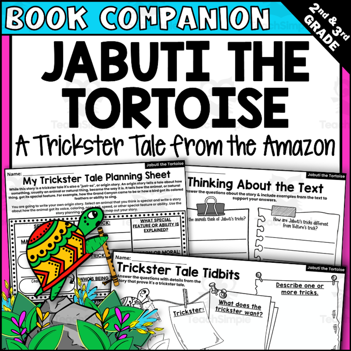 An educational teaching resource from Creatively Gifted entitled Jabuti the Tortoise Reader Response Activities downloadable at Teach Simple.