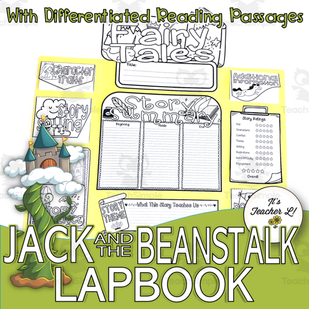 An educational teaching resource from It's Teacher L entitled Jack and the Beanstalk Lapbook Project Reading & Writing Grade 3 4 5 downloadable at Teach Simple.