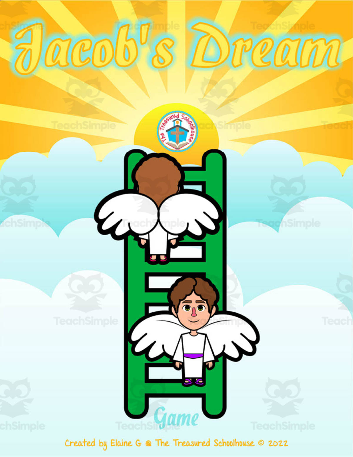 An educational teaching resource from The Treasured Schoolhouse entitled Jacob's Dream Game downloadable at Teach Simple.