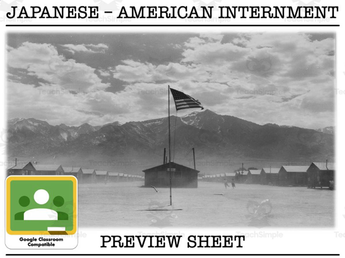 An educational teaching resource from Mr Gray History entitled Japanese-American Internment : Mini Unit downloadable at Teach Simple.