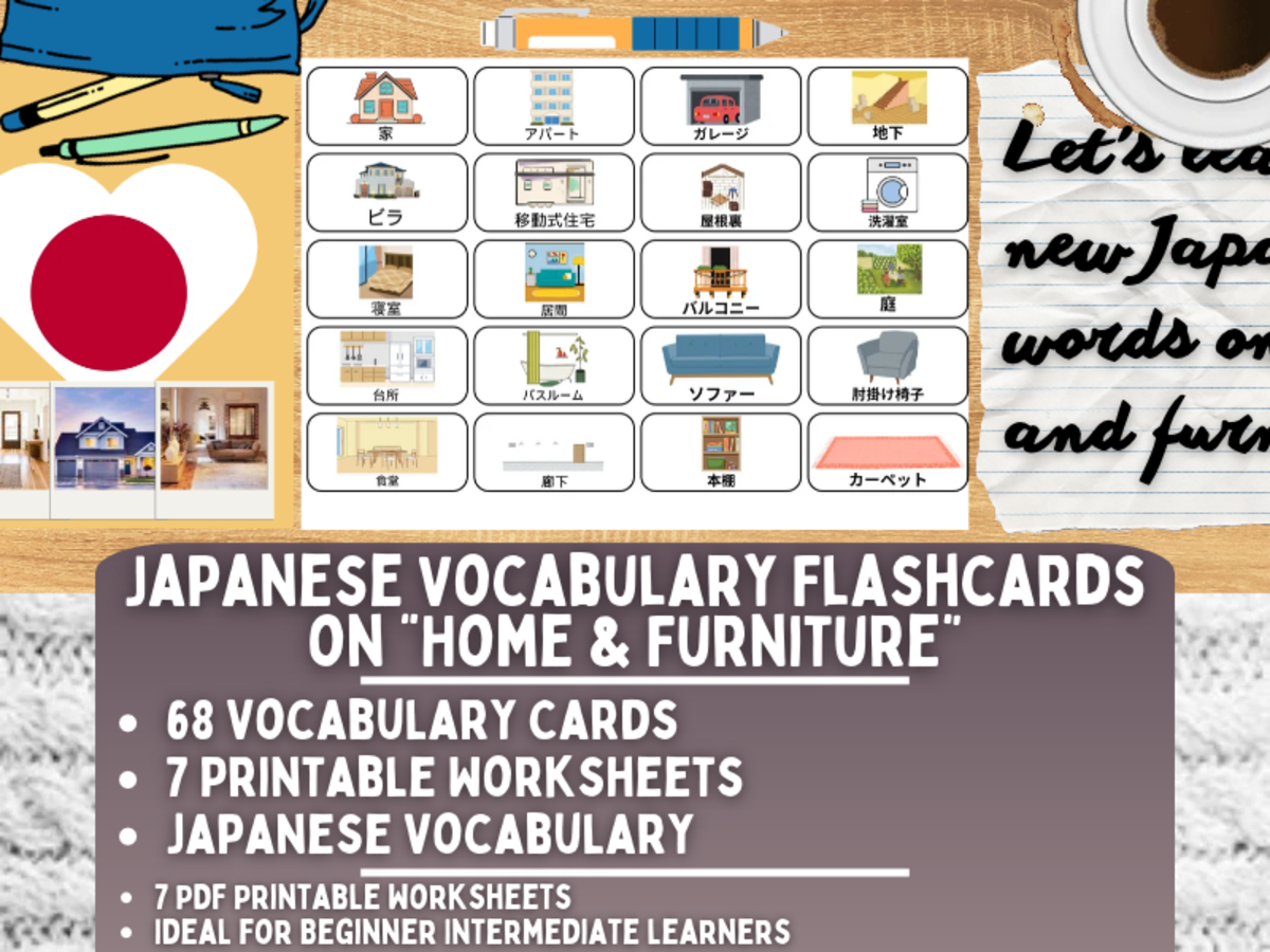 Japanese Picture Vocabulary Flashcards - Home & Furniture preview