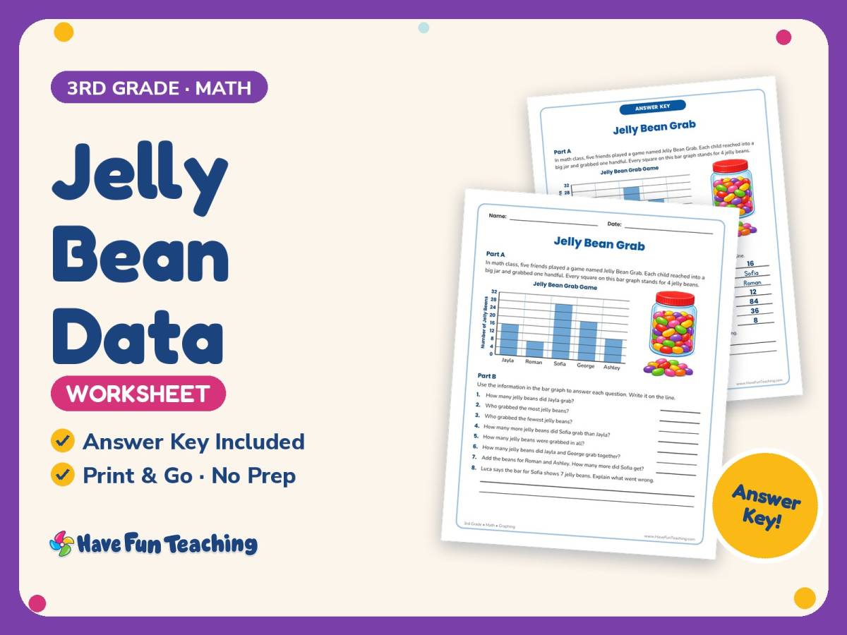 Jelly Bean Data Worksheet – 3rd Grade Animals & Graphing Practice preview
