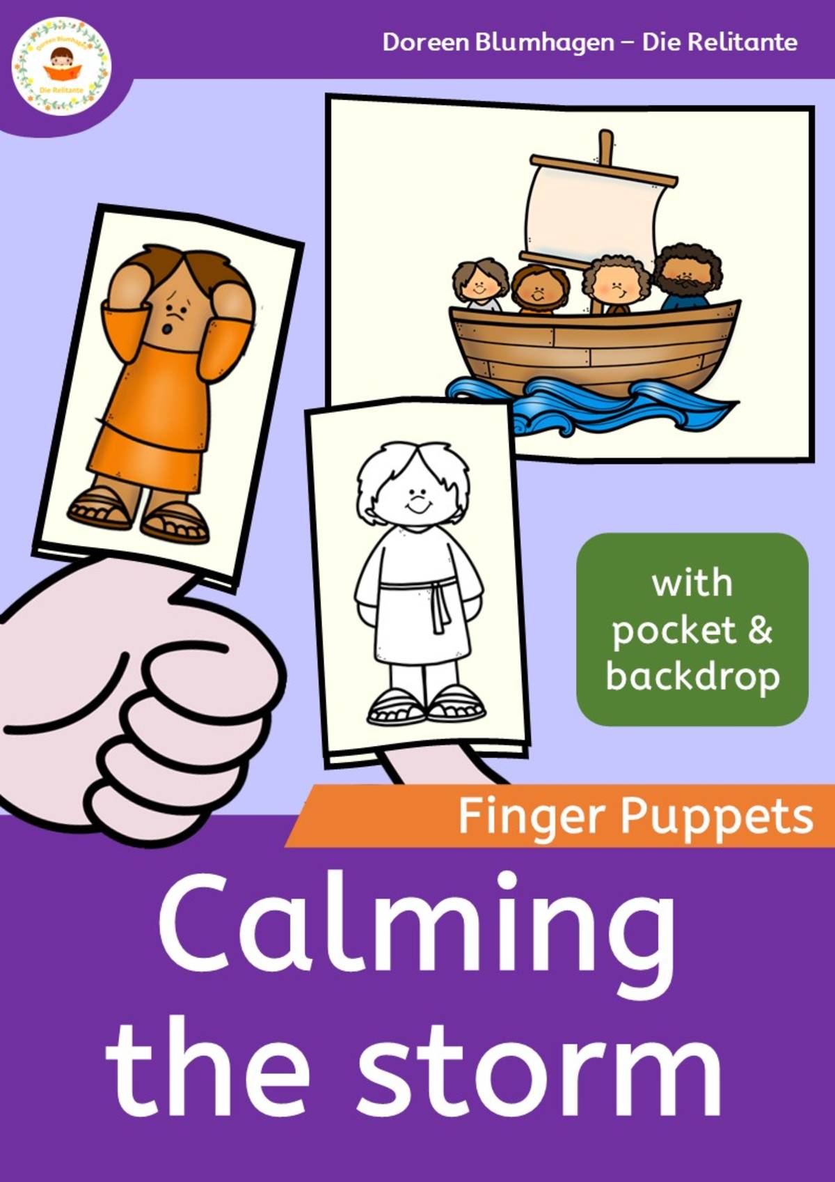 An educational teaching resource from Die Relitante entitled Jesus - Calming the storm - Finger Puppets - Bible story downloadable at Teach Simple.