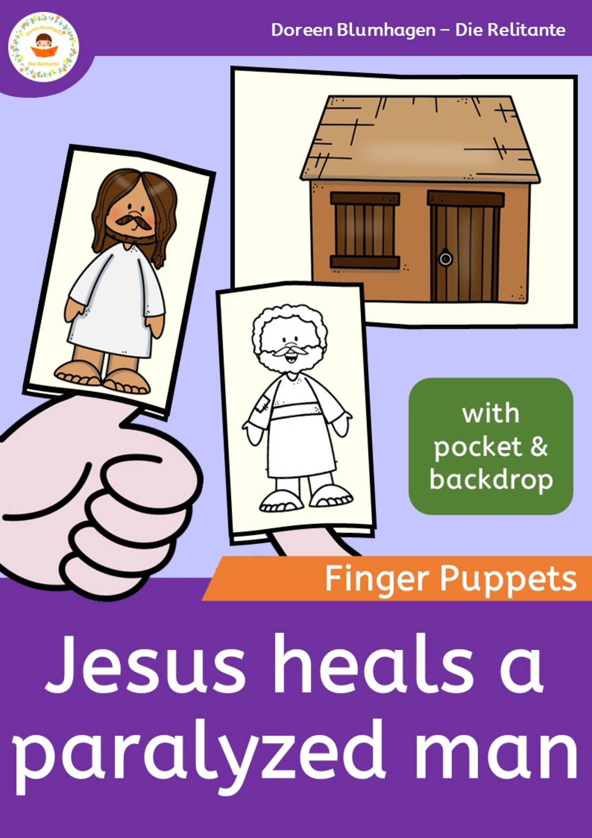 An educational teaching resource from Die Relitante entitled Jesus heals a paralyzed man - Finger Puppets - Bible Story downloadable at Teach Simple.