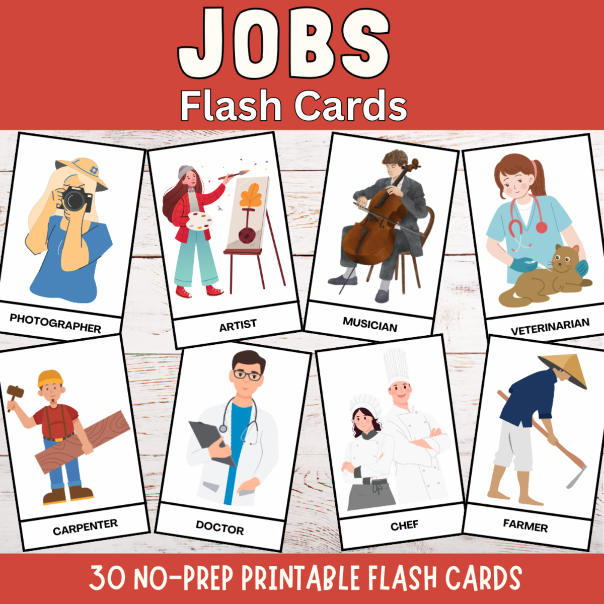 An educational teaching resource from Perfect_Printables entitled Jobs profession occupation flashcards career community helpers cards downloadable at Teach Simple.