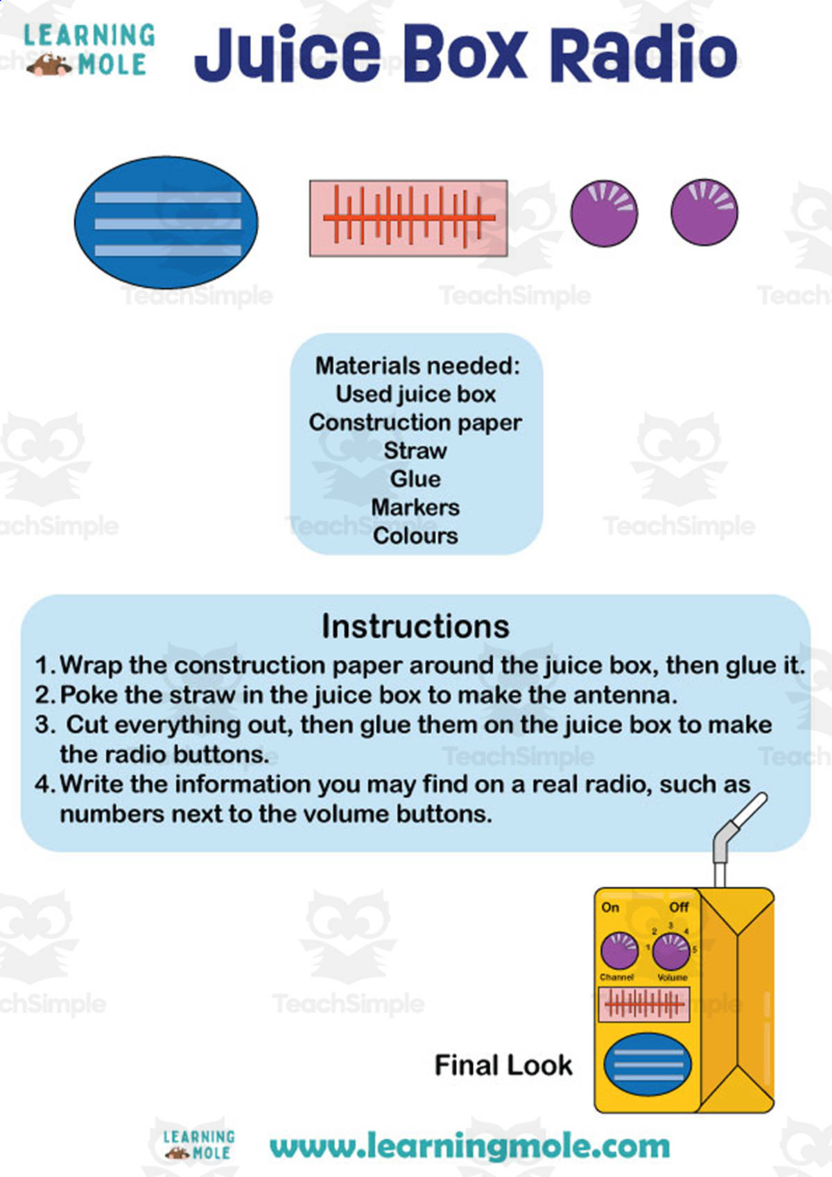 An educational teaching resource from Educational Voice entitled Juice Box Radio Activity downloadable at Teach Simple.